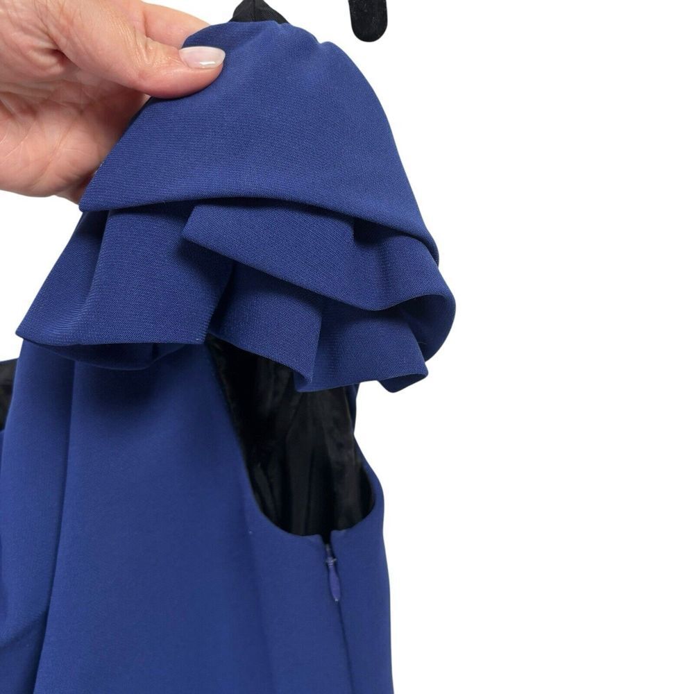 Shoshanna Stacie One Shoulder Mini‎ Dress Blue Designer Classy Formal Size 2 - Picture 7 of 11